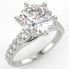2.15 Ct Round Cut VS1/E Solitaire Pave Diamond Engagement Ring 14K White Gold