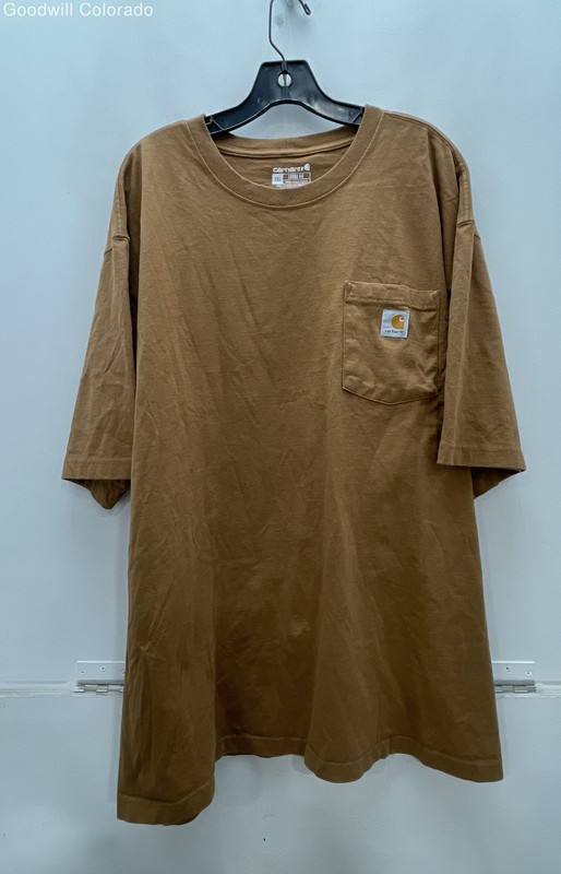 Carhartt Mens Brown Cotton Loose Fit Short Sleeve Pullover T-Shirt Size 2XL