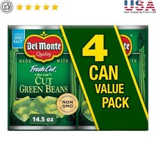 Fresh Cut Green Beans Canned Non-GMO Vegetable Pack of 4 Ready to Eat Side Dish