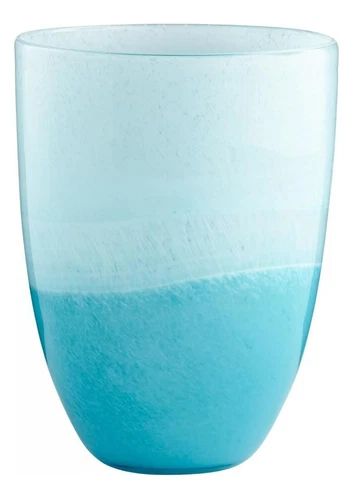 Sky Blue And White Devotion 9 Inch Tall Glass Vase - Picture 1 of 1