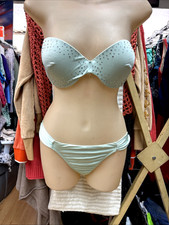 Victoria's Secret, Woman's Mint Green Strapless Bikini Swimsuit Set, Size 36C