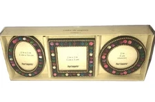Rhinestone Picture Frame Set 3 Multicolor Encrusted Photo Mini Size Box Pier One