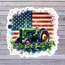 Tractor Sticker Vinyl Decal Vintage Farm American Flag Patriotic Country 5