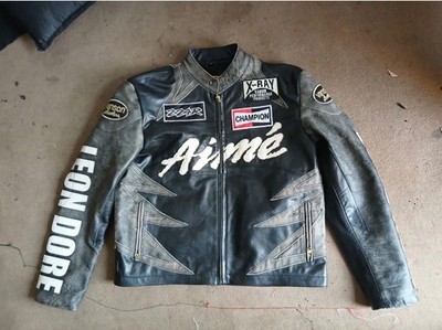 The Aime leon Dore Vanson Distressed Leather Moto Jacket