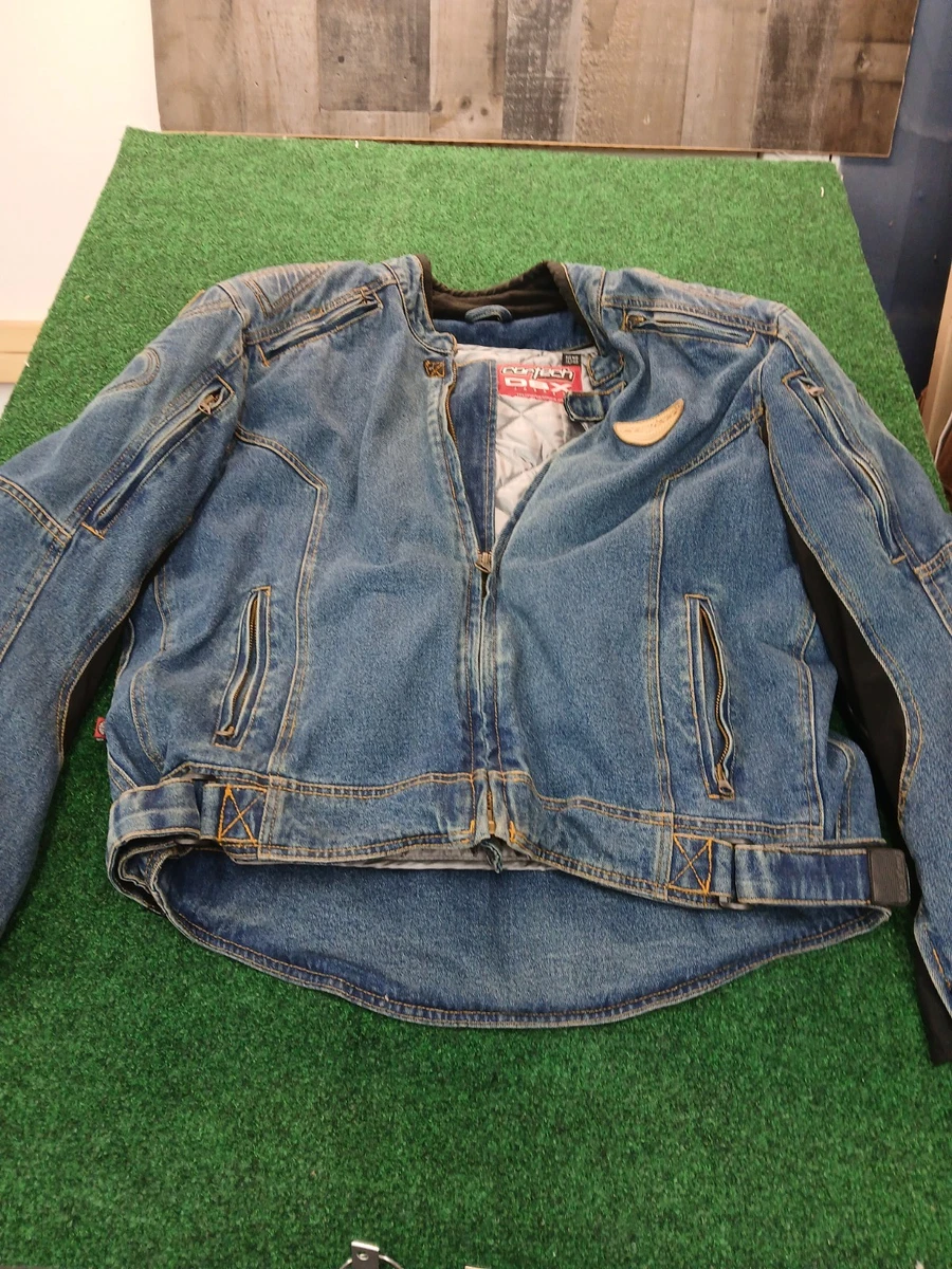 【CORTECH】コーテック（XL）バイクジャケット＊デニム＊レザーパッチ Preços baixos em Jaquetas masculinas jeans para motocicletas