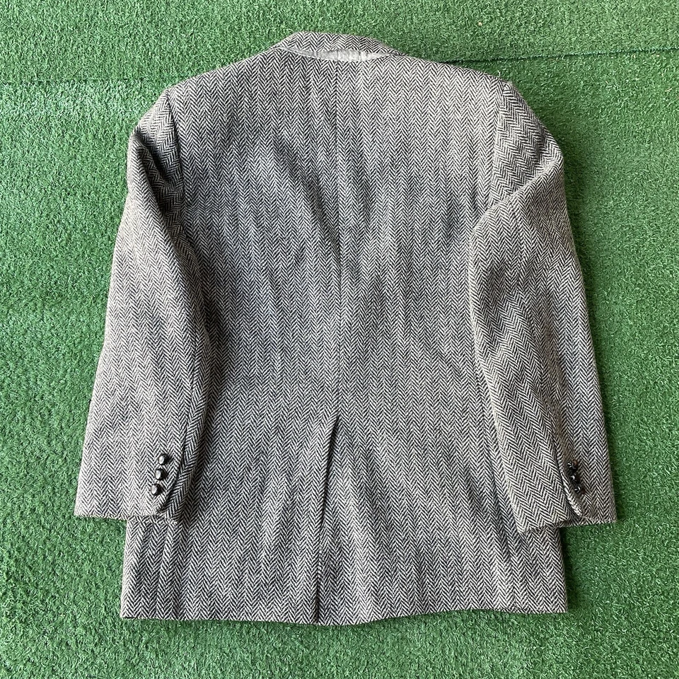 Talla M- Vintage Stafford Harris Tweed Dos Botones Lana Blazer Abrigo Deportivo Hombre’s Gris Foto 2 de 4