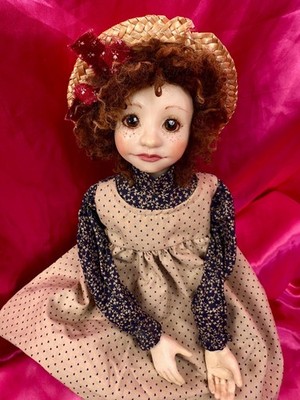 OOAK Dianne Adam Folk Art Doll 24'' Abby Marble Resin & Wood Body Posable Sitter