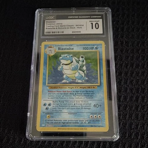 Pokémon CGC Gem Mint 10 Blastoise Trading Card Game Classic 2023 003/034 Holo