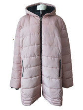 Abrigo acolchado rosa de calidad doble cremallera talla grande 22