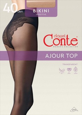 Conte (Poland) Bikini Soft 40 Den - Classic Women's Tights with Ajour Top (8S-47