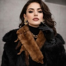 VTG Real Mink Fur Stole Full Pelt Old Hollywood Glam Scarf Mob Wife Luxury Style