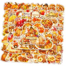 100 Pcs Thanksgiving Fall Waterproof Vinyl Theme Glitter Holographic Stickers