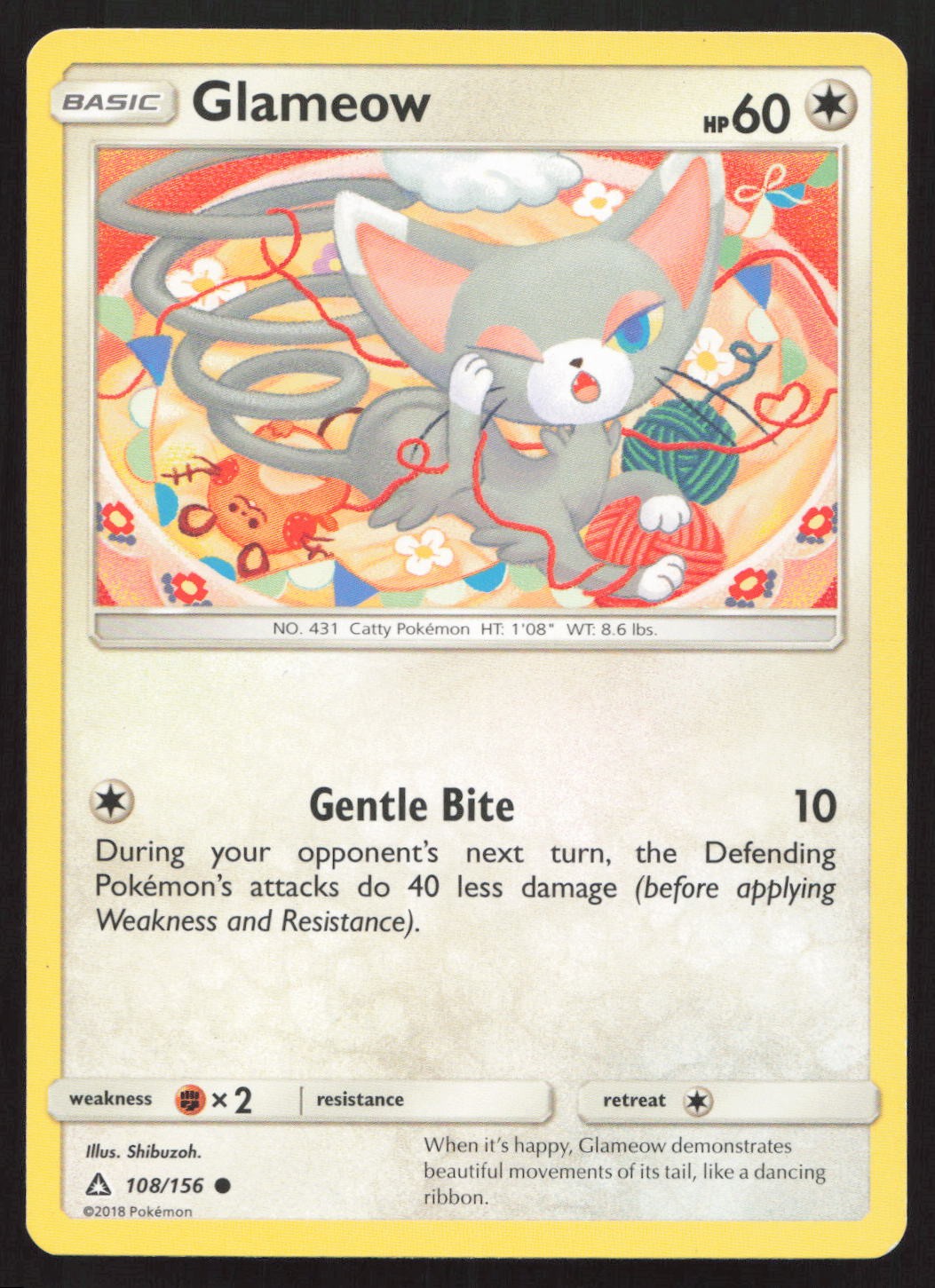 Glameow 108/156 Common SM - Ultra Prism Pokemon LP