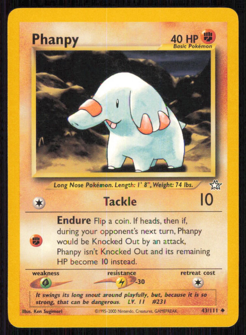 Phanpy 43/111 Uncommon Neo Genesis Pokemon Unlimited Lightly Played