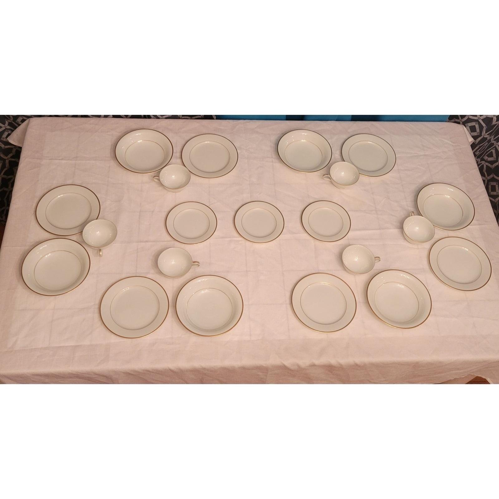 Japan White Gold Cups Bowls Plate