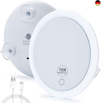 Mavoro LED Vergrößerungsspiegel mit Saugnäpfen (USB Rechargeable Built-in Ba