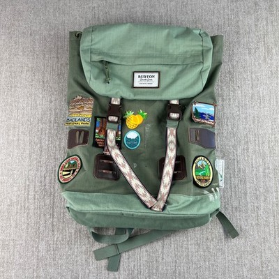 Burton Tinder Backpack Sage Green National Park Patches Rucksack 25L Ripstop
