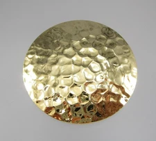 Vintage Gold Tone Hammered Pattern Round Scarf Clip 9628