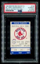 WADE BOGGS WINS BATTING TITLE - PSA TICKET 1985 BOSTON RED SOX