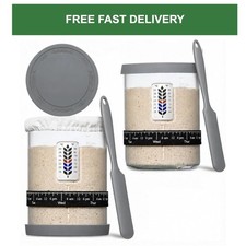 Sourdough Starter Jar Kit 2 Pack 40oz Glass Jars with Thermometer Band Lid