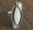 Navajo Sterling Silver MOP Inlay Ring Size 9 Signed IHM Old Pawn 6g Vintage