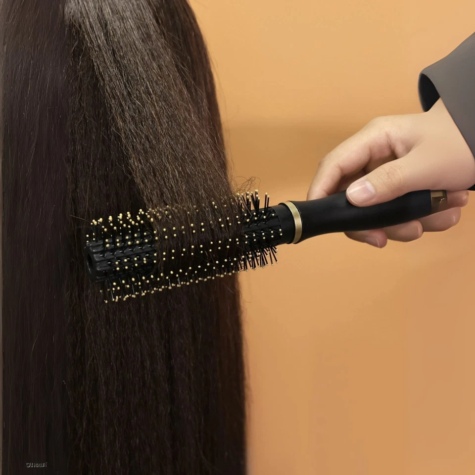 Cepillo de pelo redondo cerdas de jabalí peine de pelo suave para mujer peine de peinado portátil Foto 2 de 4