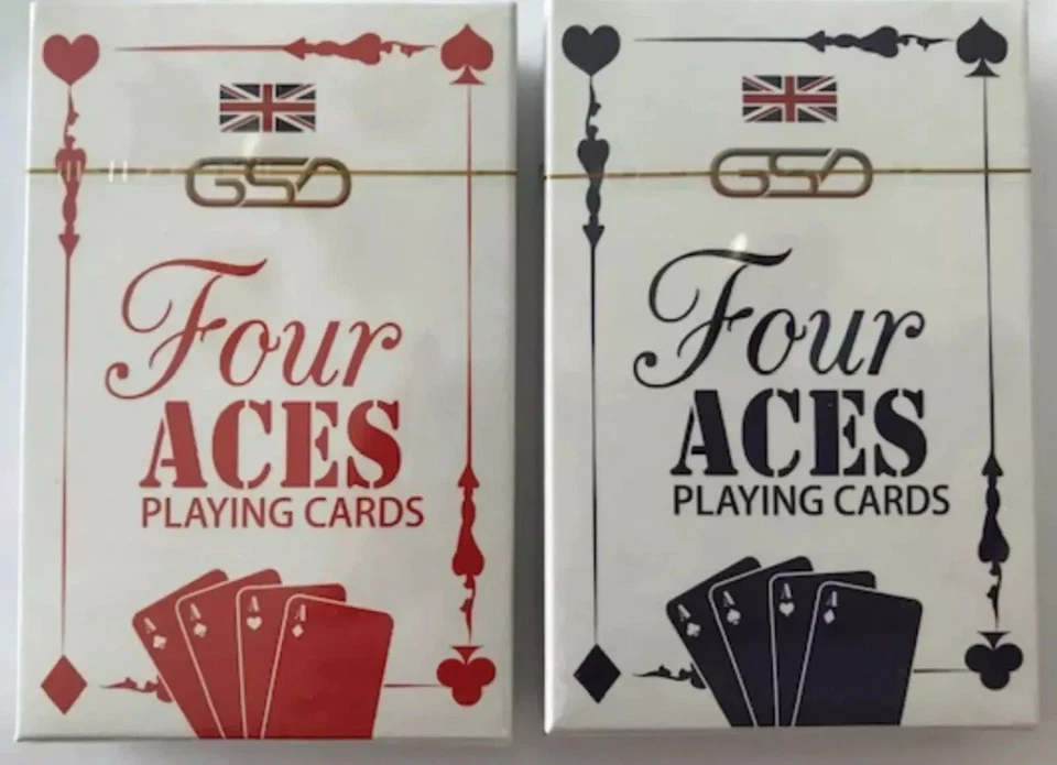 GSD VIER ASSE SPIELKARTEN - KUNSTSTOFFBESCHICHTET - PACKUNG BLAU & ROT KOSTENLOSER VERSAND