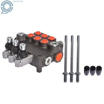 3 Spool Hydraulic Monoblock Double Acting Control Valve, 21 GPM, SAE Ports