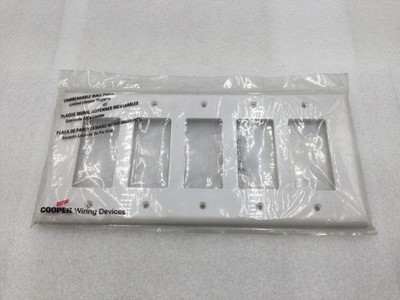Cooper Wiring PJ265W 5 Gang Unbreakable Decora Style Plate in White
