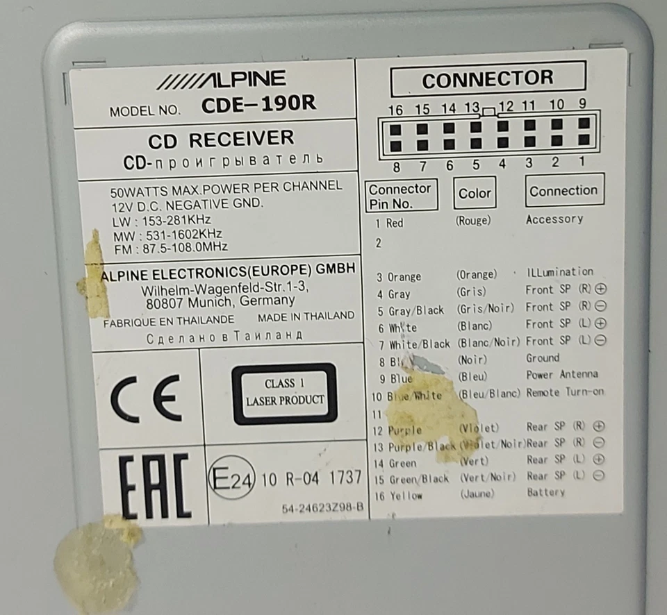 Alpine CDE-190R CD  Autoradio, USB,MP3 - voll funktionstüchtig - Bild 2 von 2