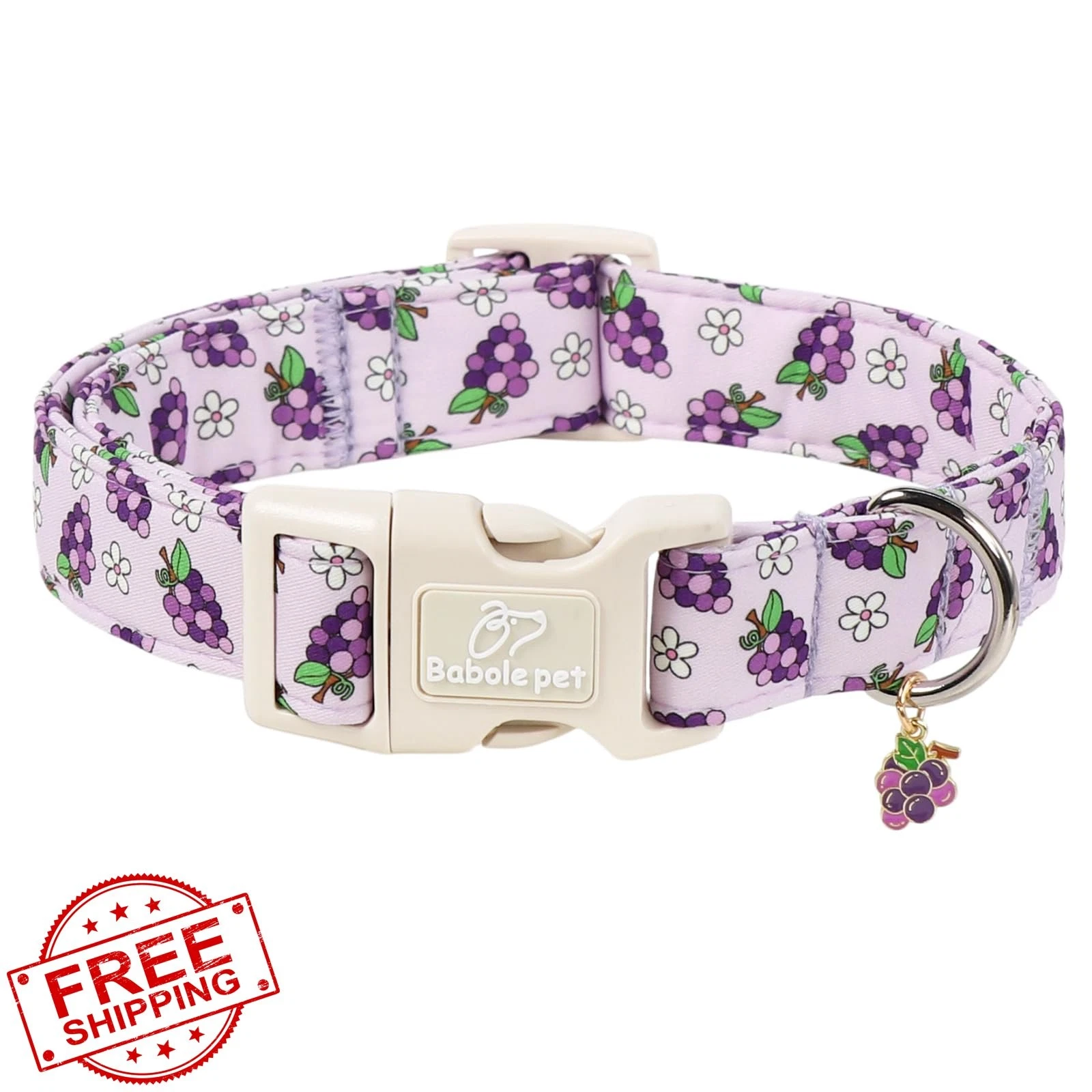 Babole Pet Cute Grape Dog Collar Size L