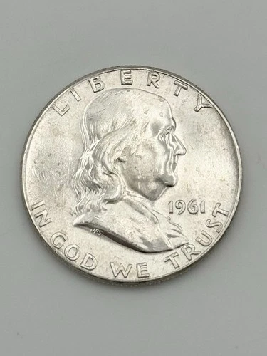 GEM BU Unc 1961 P Franklin Half Dollar In Capsule 90% Silver 50c