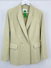 HOUSE OF HARLOW 1960 Tweed Oversized Blazer Size L Light Green Women Pockets
