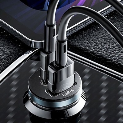 Quick Charge 30W Mini Car Adapter With USB A And Type C For Fast Mobile Charging