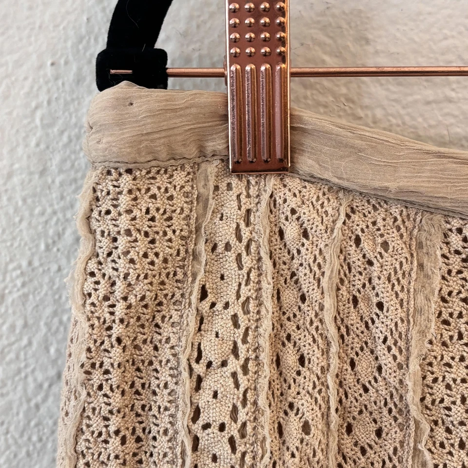 Vtg Anthropologie Odille Silk Lace Skirt Size 8 Boho Pleated Crochet Fairy Mini - Image 4 of 4