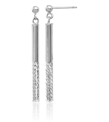 14K Weißgold mittlere Stab Ohrhänger 36,5 mm 1,4 Zoll leicht,