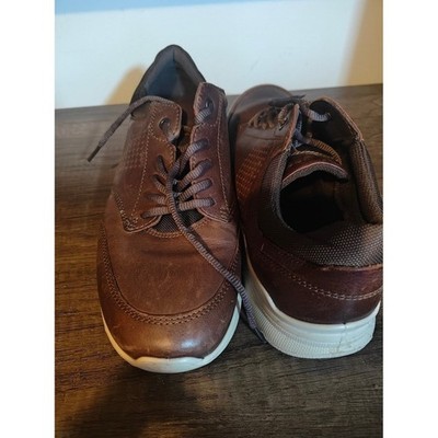 Ecco Soft Leather Walking Shoe Men 9-9.5 Size 43 Maroon Genuine Comfort Sneaker