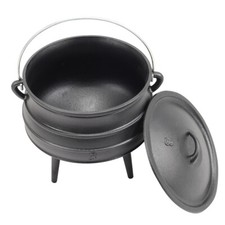 Preseasoned 8L Cast Iron Cauldron Cooking Pot Camping Campfire Stew