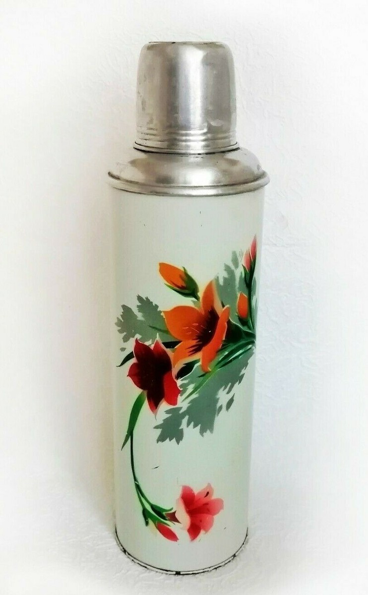 Vintage Thermos China Vacuum Flask Bottle 1L Chinese Metal Glass