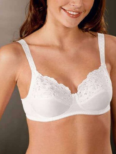 34 NATURANA WHITE NON WIRED EMBROIDERED SECTION FULL CUP BRA BNWT - Picture 2 of 3