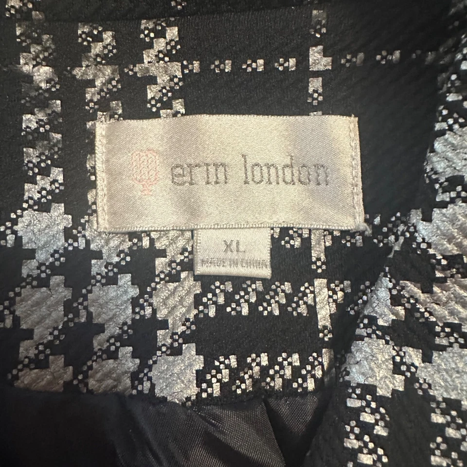 Erin London black and silver zip check moto jacket size XL - Image 3 of 4