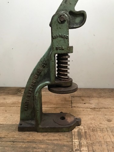 Vintage Mechanical Press Handy Button Mach Co. Junior Stahlguss Chicago USA - Bild 8 von 17