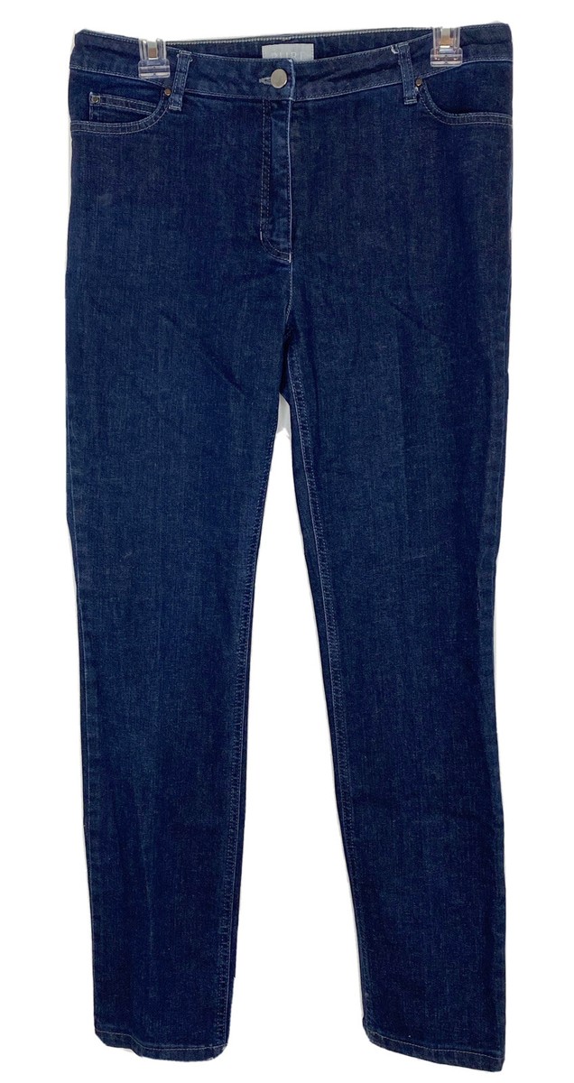 【DISCERNMENT】Bloss Rivet Medium Blue Denim Jeans Pure Collection Women Jeans Size 8/10 Blue Straightleg Brass