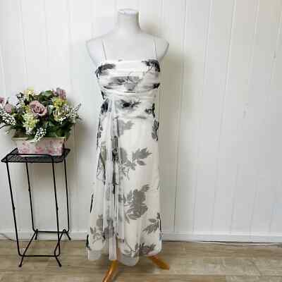 Eliza J. White and black floral, netted overlay dress semi- formal- size 14  | eBay