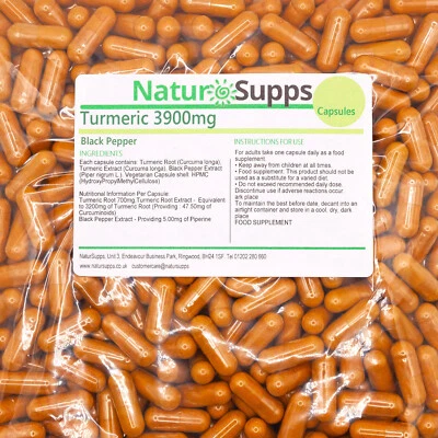 Turmeric Curcumin Capsules 3900mg + Black Pepper - 95% Curcuminoids NaturSupps