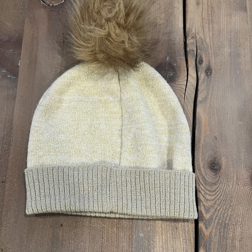 Toby & Me Cream Gold Metallic Love Sequin Beanie Pom Pom Winter Girls Hat - Picture 3 of 4