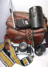 Vintage mamiya sekor 1000 DTL 35mm SLR w/ 2 Lens Flash Strap Camera Package