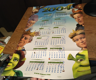 2004 SHREK CALENDAR POSTER 2 SIDED WITH SHARK TALE PROMO 30 X 20 /  WRONGWAY052 | eBay
