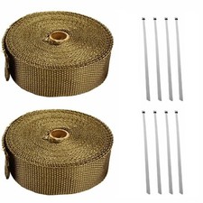 2 X Titanium Exhaust Header Pipe Heat Wrap 2 X 16 Roll 2500f Hi Temp