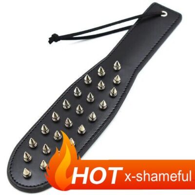 Dual-sided Leather Restraint Spank Binding Flogger Whip Paddle Whip Slap